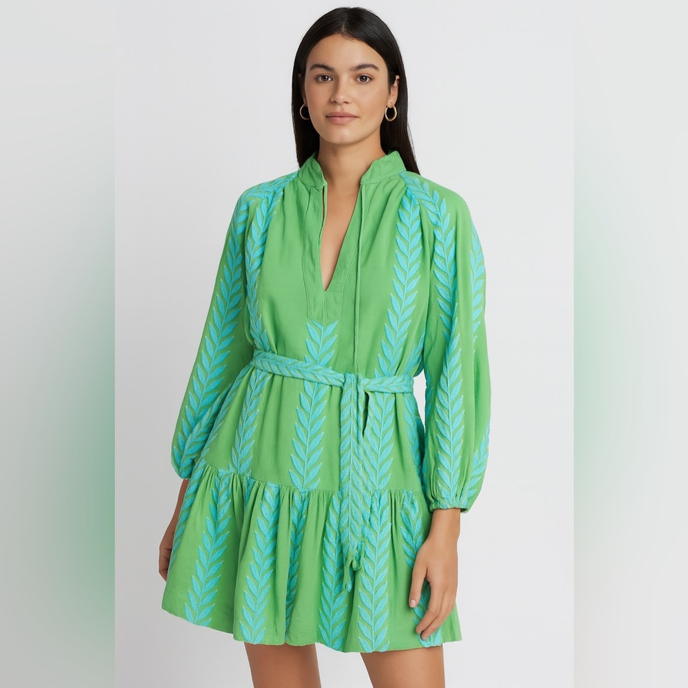 NWT AUGUST Resort Embroidered Zakar Mini Dress Sz XS/Small $195‎